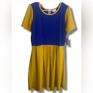 Lularoe XL Amelia yellow and blue dress